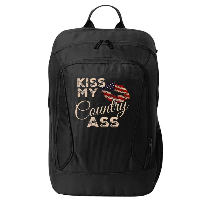 Kiss My Country Ass Patriotic Grunge Flag Lips City Backpack