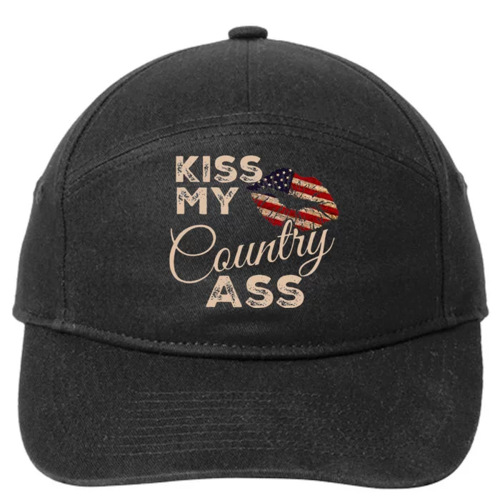 Kiss My Country Ass Patriotic Grunge Flag Lips 7-Panel Snapback Hat