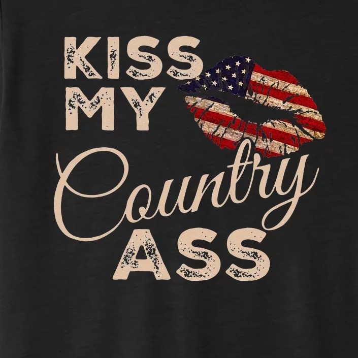 Kiss My Country Ass Patriotic Grunge Flag Lips ChromaSoft Performance T-Shirt