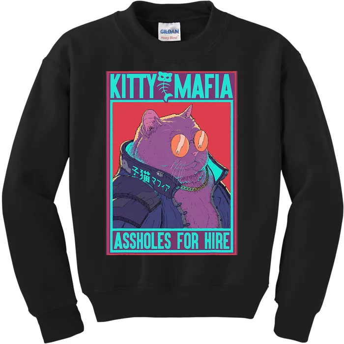 Kitty Mafia Cute Clothes Cat Japanese Aesthetic Kids Sweatshirt