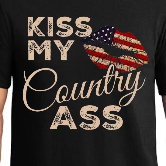 Kiss My Country Ass Patriotic Grunge Flag Lips Pajama Set