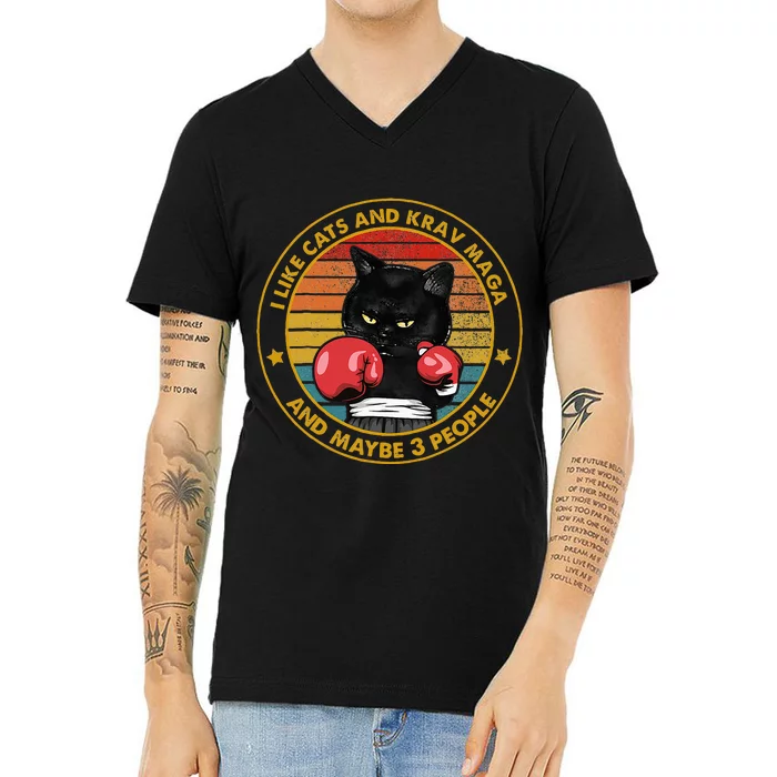 Krav Maga Cat Martial Arts Israel Defense Forces V-Neck T-Shirt