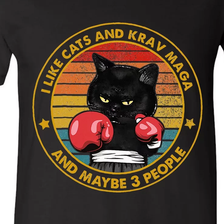 Krav Maga Cat Martial Arts Israel Defense Forces V-Neck T-Shirt