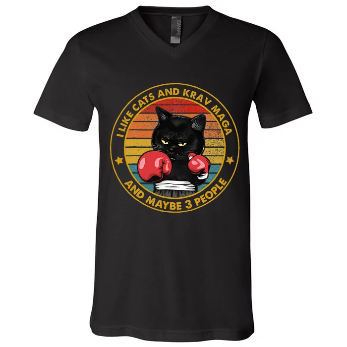 Krav Maga Cat Martial Arts Israel Defense Forces V-Neck T-Shirt