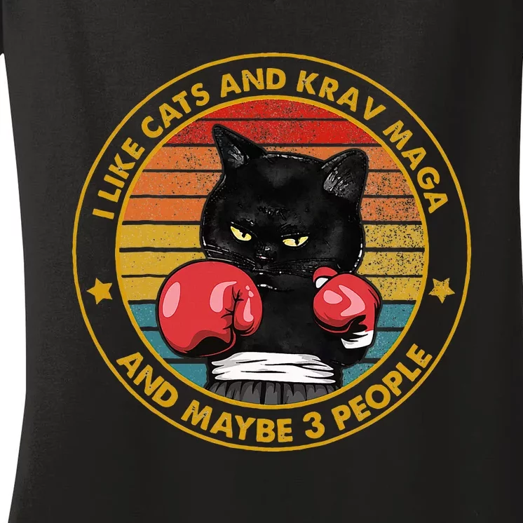 Krav Maga Cat Martial Arts Israel Defense Forces Women's V-Neck T-Shirt