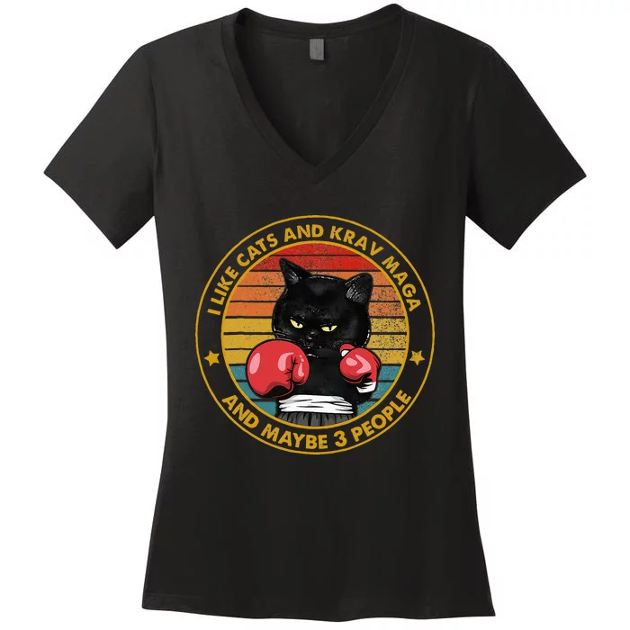 Krav Maga Cat Martial Arts Israel Defense Forces Women's V-Neck T-Shirt