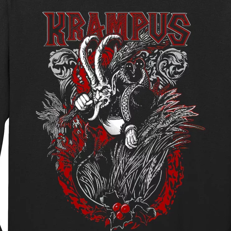 Krampus Merry Christmas Holiday Chrismas Horror Funny Tall Long Sleeve T-Shirt