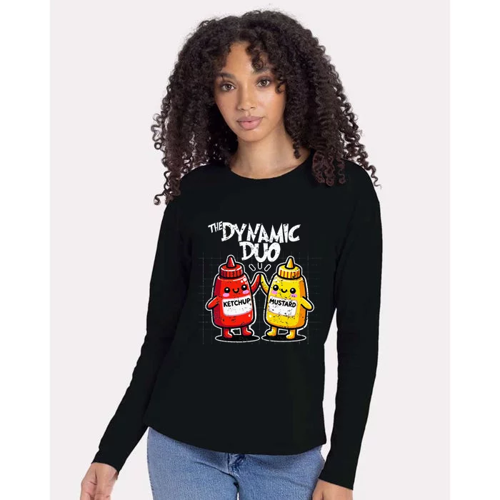 K.E.T.C.H.U.P Mustard Dynamic Duo Best Friends Womens Cotton Relaxed Long Sleeve T-Shirt