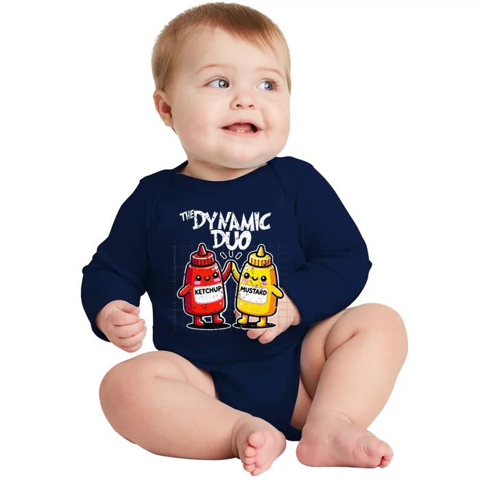 K.E.T.C.H.U.P Mustard Dynamic Duo Best Friends Baby Long Sleeve Bodysuit