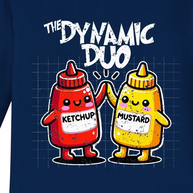 K.E.T.C.H.U.P Mustard Dynamic Duo Best Friends Baby Long Sleeve Bodysuit