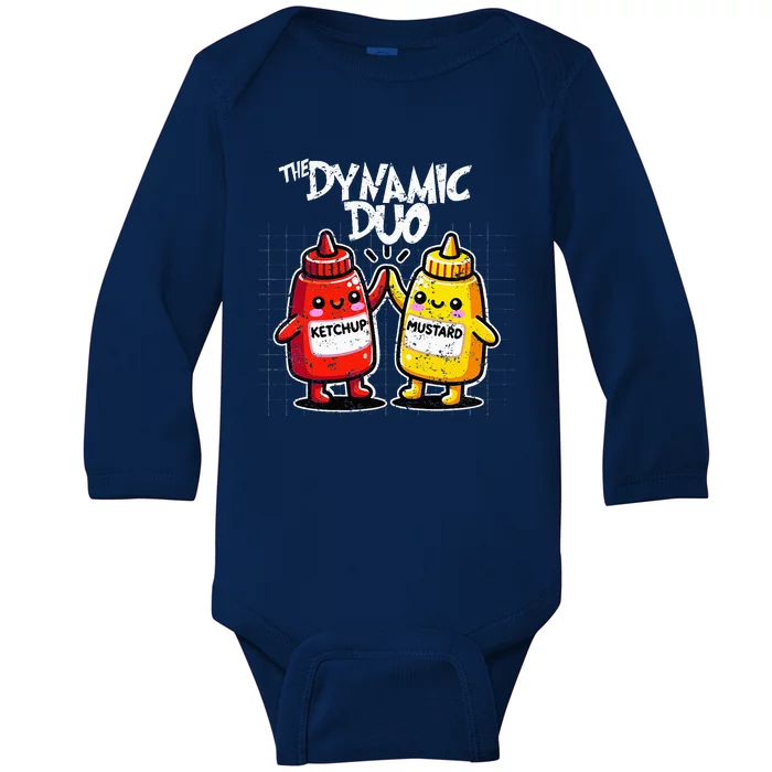 K.E.T.C.H.U.P Mustard Dynamic Duo Best Friends Baby Long Sleeve Bodysuit