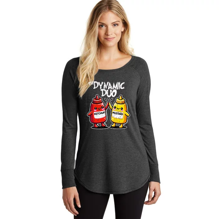 K.E.T..C.H.Up.. Mustard Dynamic Duo Best Friends Women's Perfect Tri Tunic Long Sleeve Shirt