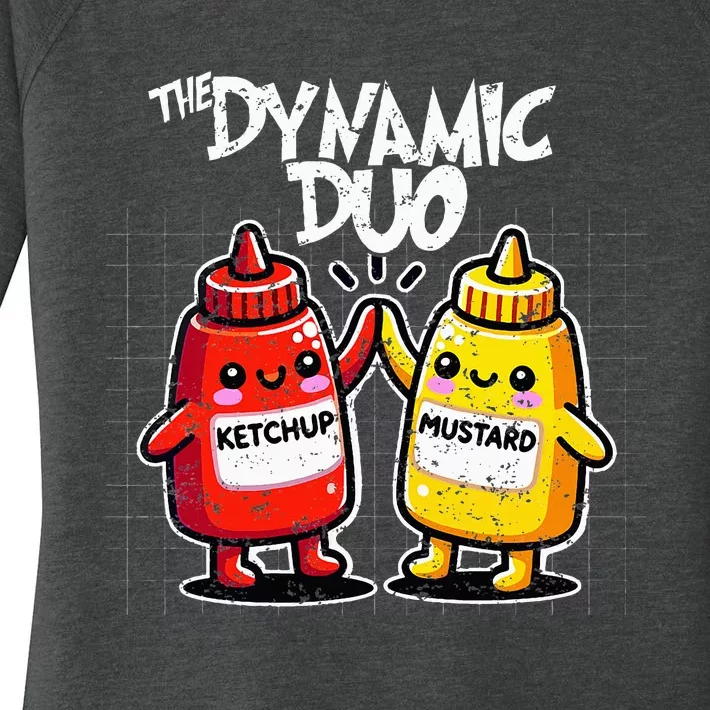 K.E.T..C.H.Up.. Mustard Dynamic Duo Best Friends Women's Perfect Tri Tunic Long Sleeve Shirt