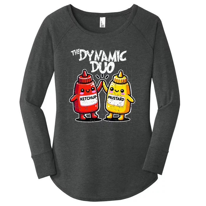 K.E.T..C.H.Up.. Mustard Dynamic Duo Best Friends Women's Perfect Tri Tunic Long Sleeve Shirt