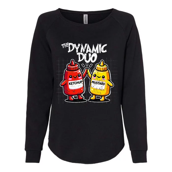 K.E.T..C.H.Up.. Mustard Dynamic Duo Best Friends Womens California Wash Sweatshirt