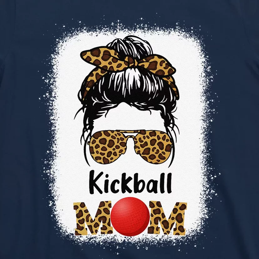 Kickball Mom Funny Leopard Cheetah Print Women Girl Kickball T-Shirt