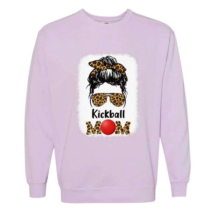 Kickball Mom Funny Leopard Cheetah Print Women Girl Kickball Garment-Dyed Sweatshirt