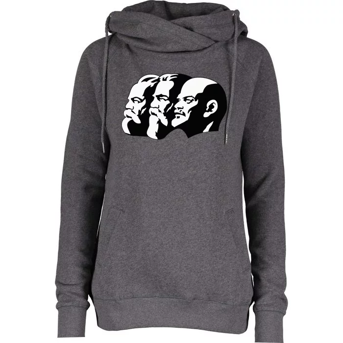 Karl Marx Friedrich Engels Vladimir Lenin Sovi8 Propaganda Womens Funnel Neck Pullover Hood