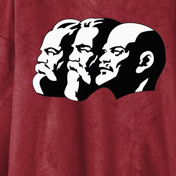 Karl Marx Friedrich Engels Vladimir Lenin Sovi8 Propaganda Hooded Wearable Blanket