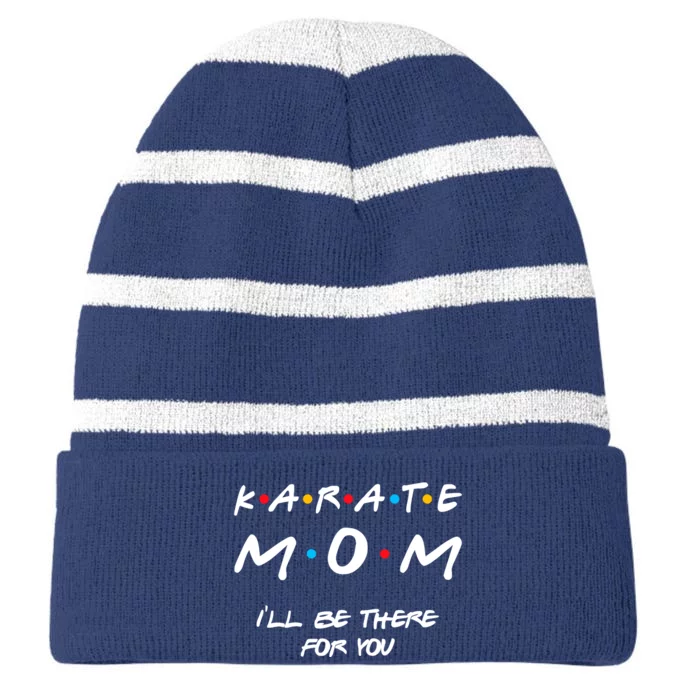 Karate Mom Girl Boy Mom For Wo Mom Life Striped Beanie with Solid Band