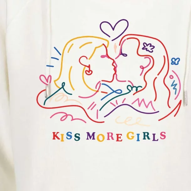 Kiss More Girl Baby Lesbian Womens Funnel Neck Pullover Hood