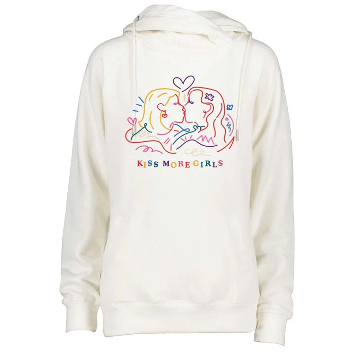 Kiss More Girl Baby Lesbian Womens Funnel Neck Pullover Hood