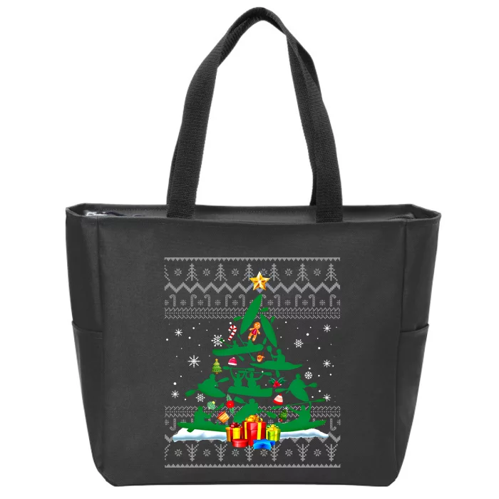 Kayaking Meaningful Gift Kayak Christmas Tree Ugly Great Gift Zip Tote Bag