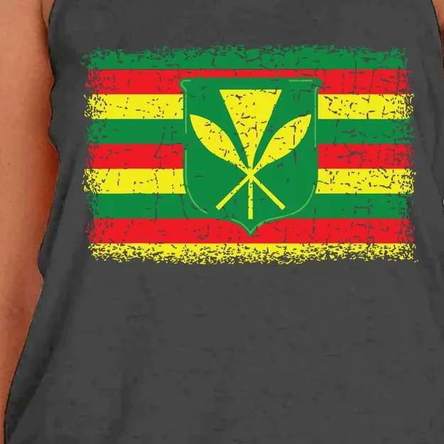 Kanaka Maoli Hawaiian Flag Pride Distressed Sovereign Gifts Women's Knotted Racerback Tank