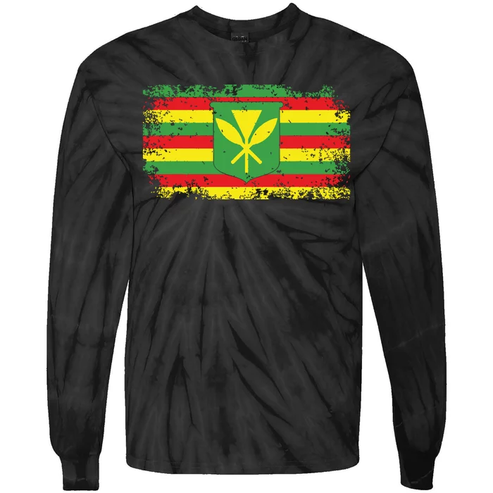 Kanaka Maoli Hawaiian Flag Pride Distressed Sovereign Gifts Tie-Dye Long Sleeve Shirt