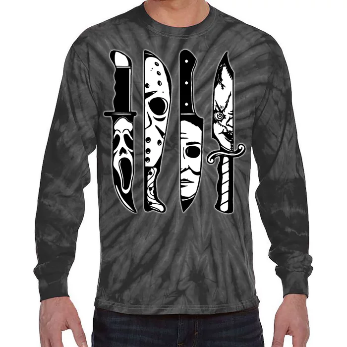 Knives Machete Horror Movies Halloween Tie-Dye Long Sleeve Shirt