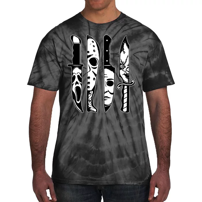 Knives Machete Horror Movies Halloween Tie-Dye T-Shirt