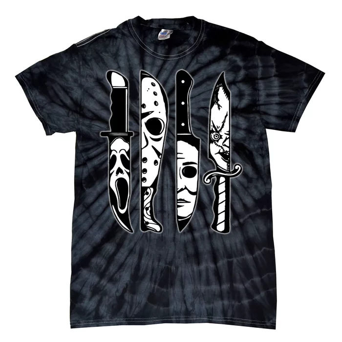 Knives Machete Horror Movies Halloween Tie-Dye T-Shirt