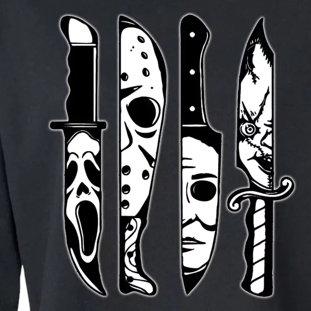 Knives Machete Horror Movies Halloween Cropped Pullover Crew