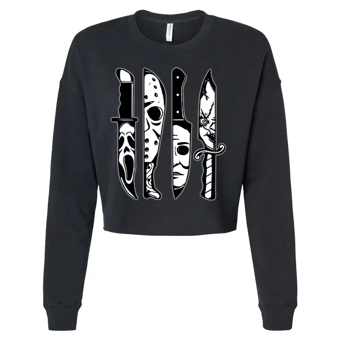 Knives Machete Horror Movies Halloween Cropped Pullover Crew