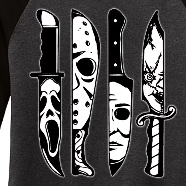 Knives Machete Horror Movies Halloween Women's Tri-Blend 3/4-Sleeve Raglan Shirt