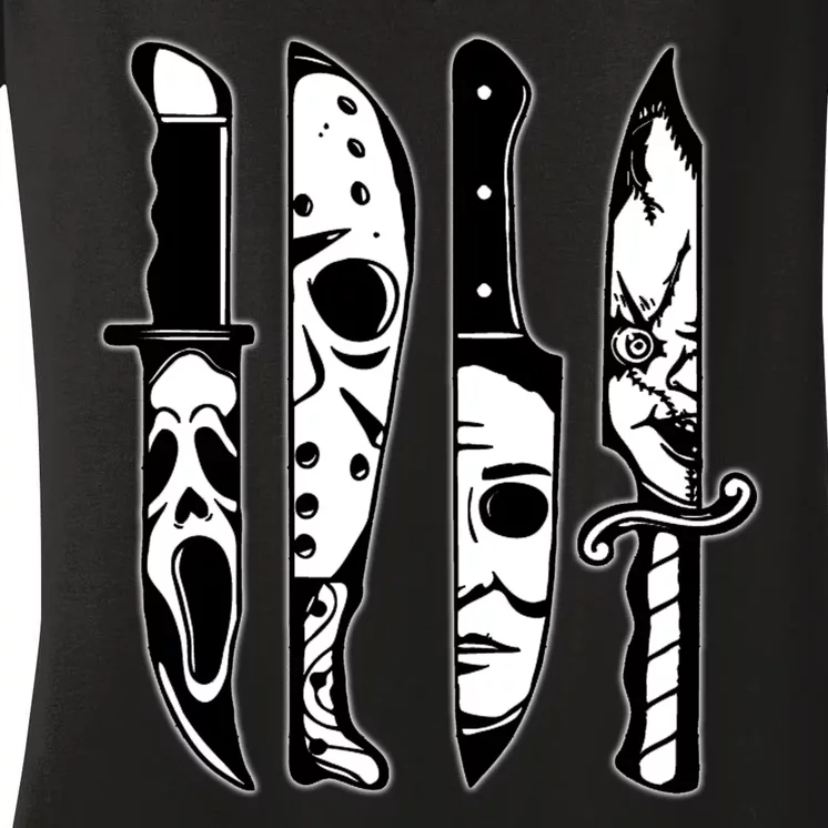 Knives Machete Horror Movies Halloween Women's V-Neck T-Shirt