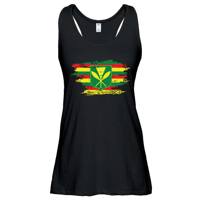 Kanaka Maoli Hawaiian Flag Pride Distressed Sovereign Gifts Ladies Essential Flowy Tank