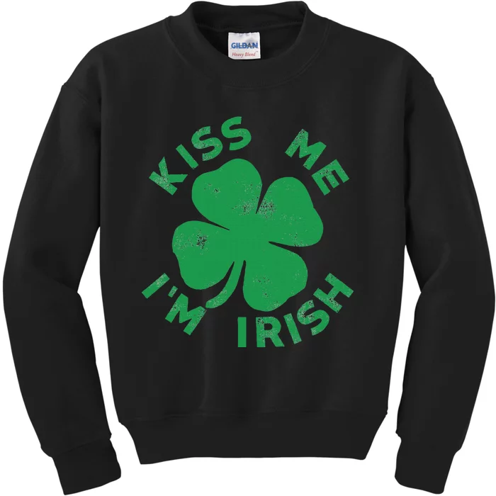 Kiss Me I'm Irish Funny Saint Patrick Day Kids Sweatshirt