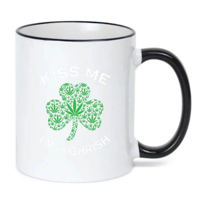 Kiss Me I'm Highrish Clover Marijuana Funny Irish St Patrick Day Black Color Changing Mug