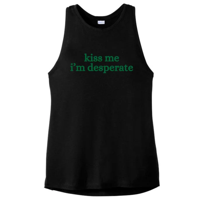 Kiss Me I’M Desperate Ladies Tri-Blend Wicking Tank