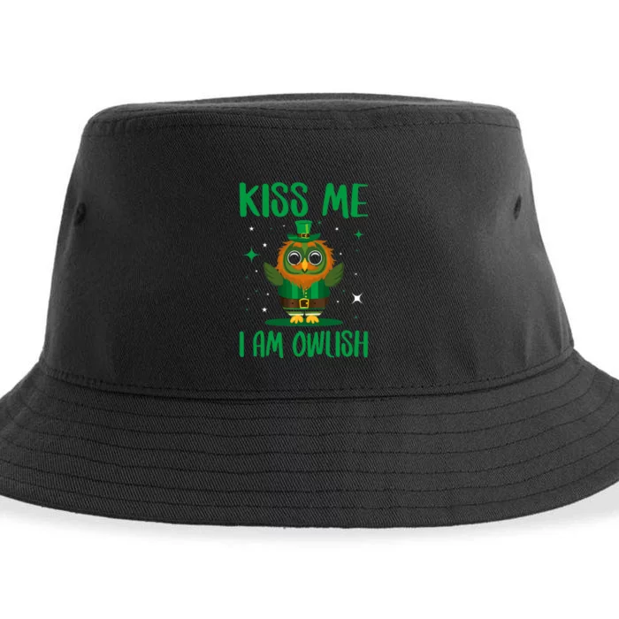 Kiss Me I'm Owlish Saint Patrick Day Gift Sustainable Bucket Hat