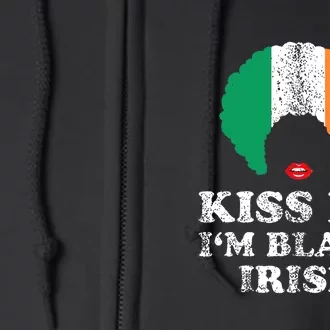 Kiss Mee I'm Black Irish History Funny St Patricks Day Full Zip Hoodie