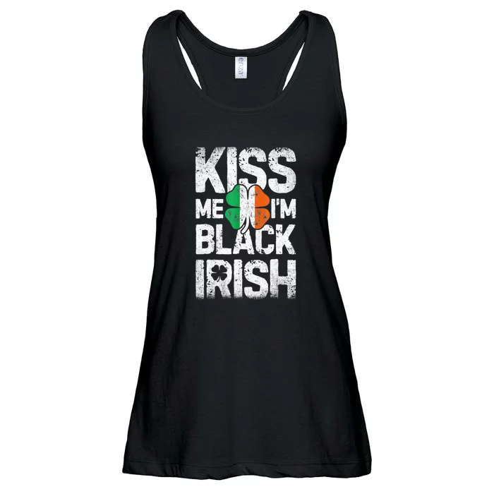 Kiss Mee I'm Black Irish St. Patricks Day Quote Ladies Essential Flowy Tank