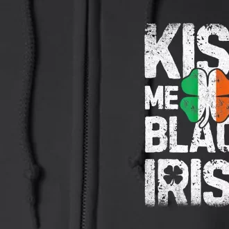 Kiss Mee I'm Black Irish St. Patricks Day Quote Full Zip Hoodie