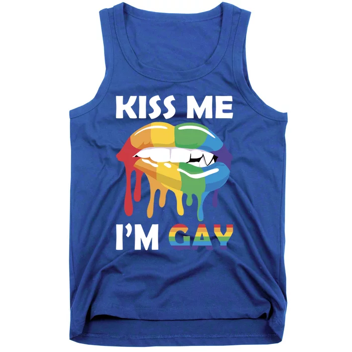 Kiss Me I Am Gay Lgbtq Ally Rainbow Lips Lgbtq Gay Pride Cute Gift Tank Top