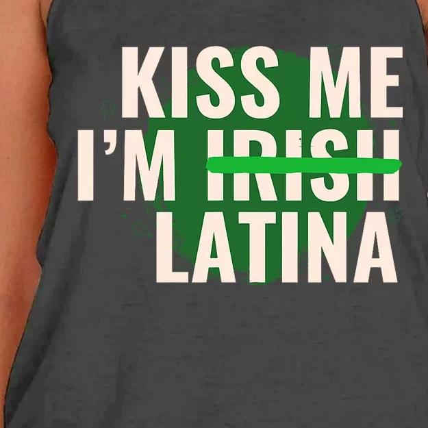 Kiss Me I’M Irish Latina Funny Hispanic St Patricks Day Women's Knotted Racerback Tank