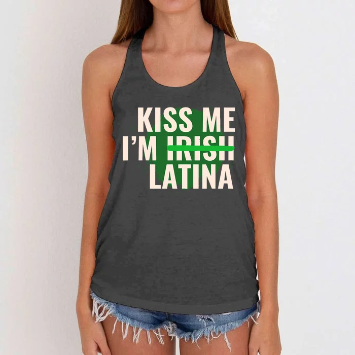 Kiss Me I’M Irish Latina Funny Hispanic St Patricks Day Women's Knotted Racerback Tank