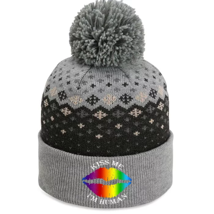 Kiss Me Im A Proud Hu Lgbt Pride Gift The Baniff Cuffed Pom Beanie