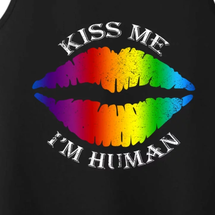 Kiss Me Im A Proud Hu Lgbt Pride Gift Performance Tank