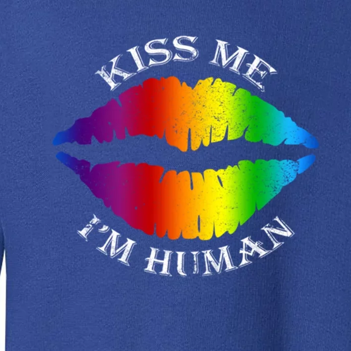 Kiss Me Im A Proud Hu Lgbt Pride Gift Toddler Sweatshirt